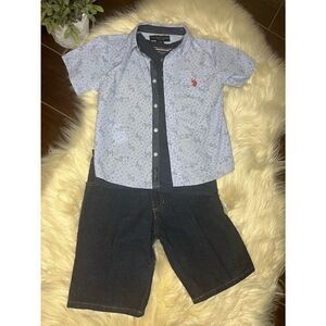 U.S Polo Assn 3pc denim short set sz large(6)